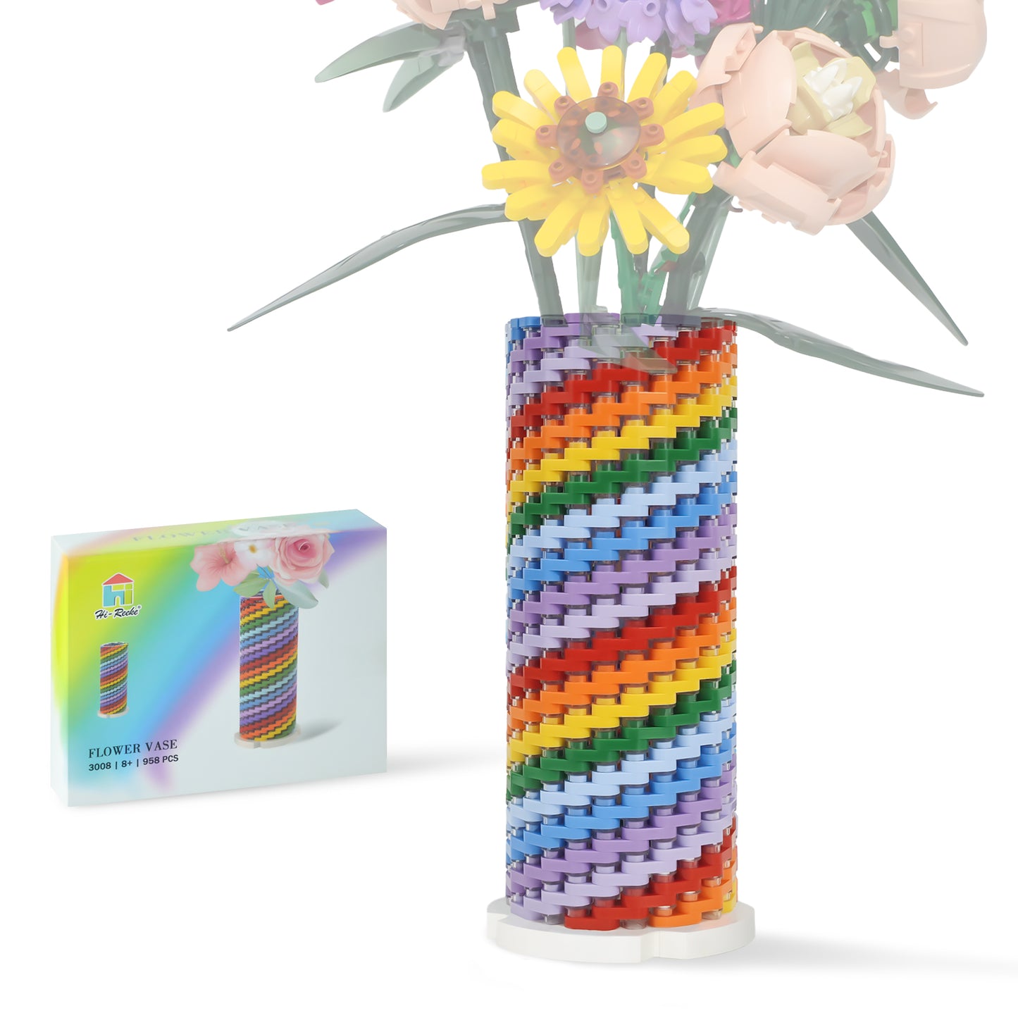 Colorful Flower Vase Building Block Set