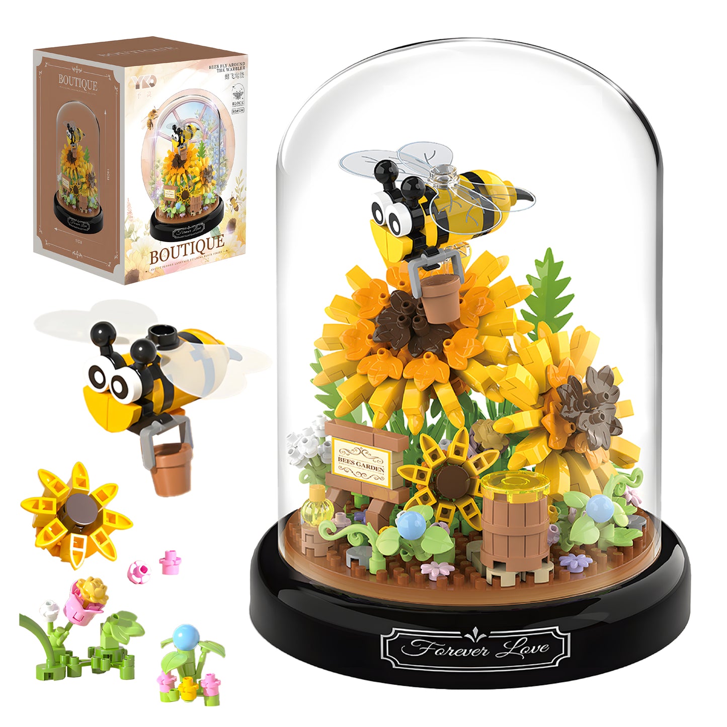 Sunflower Bee Bouquet Building Block Set