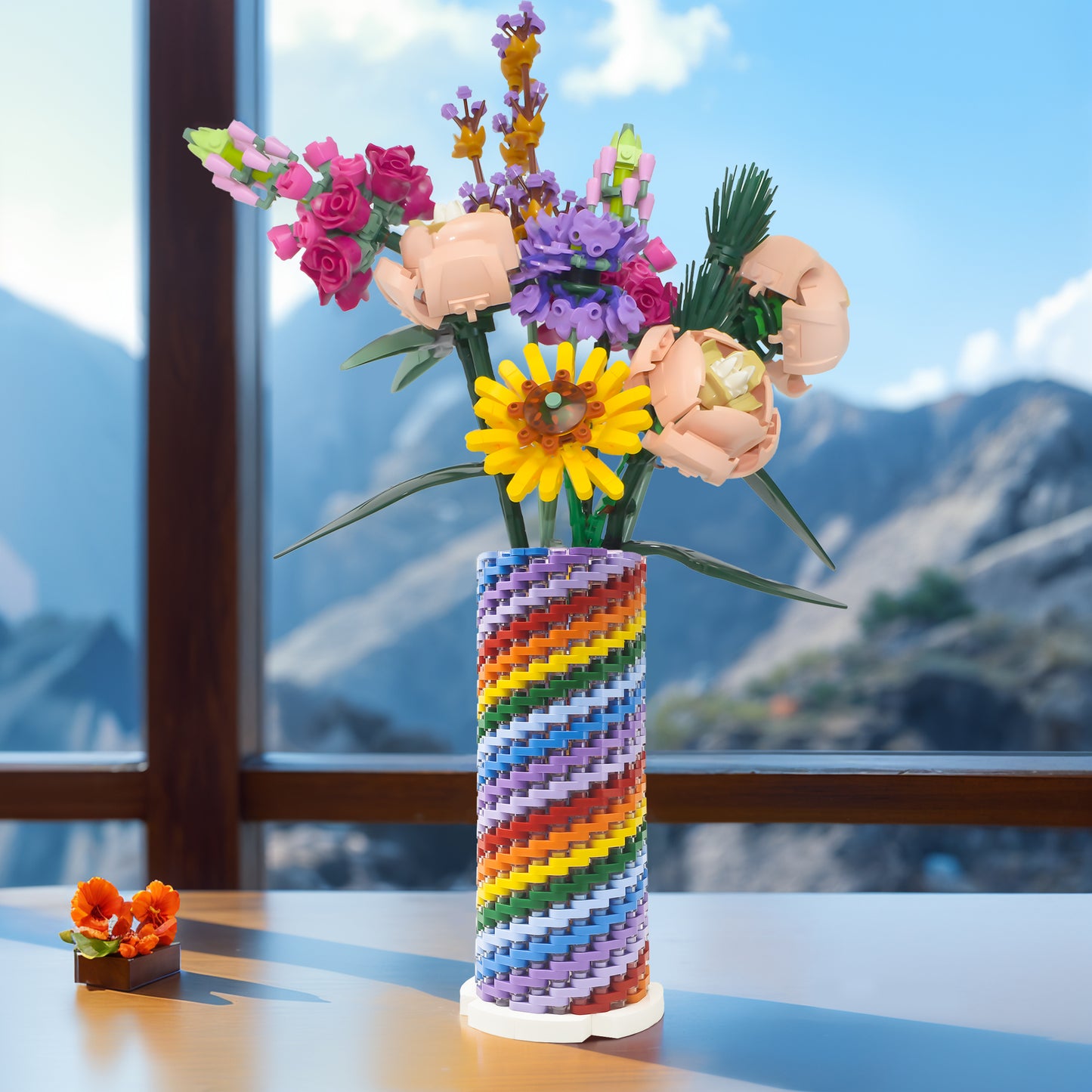 Colorful Flower Vase Building Block Set