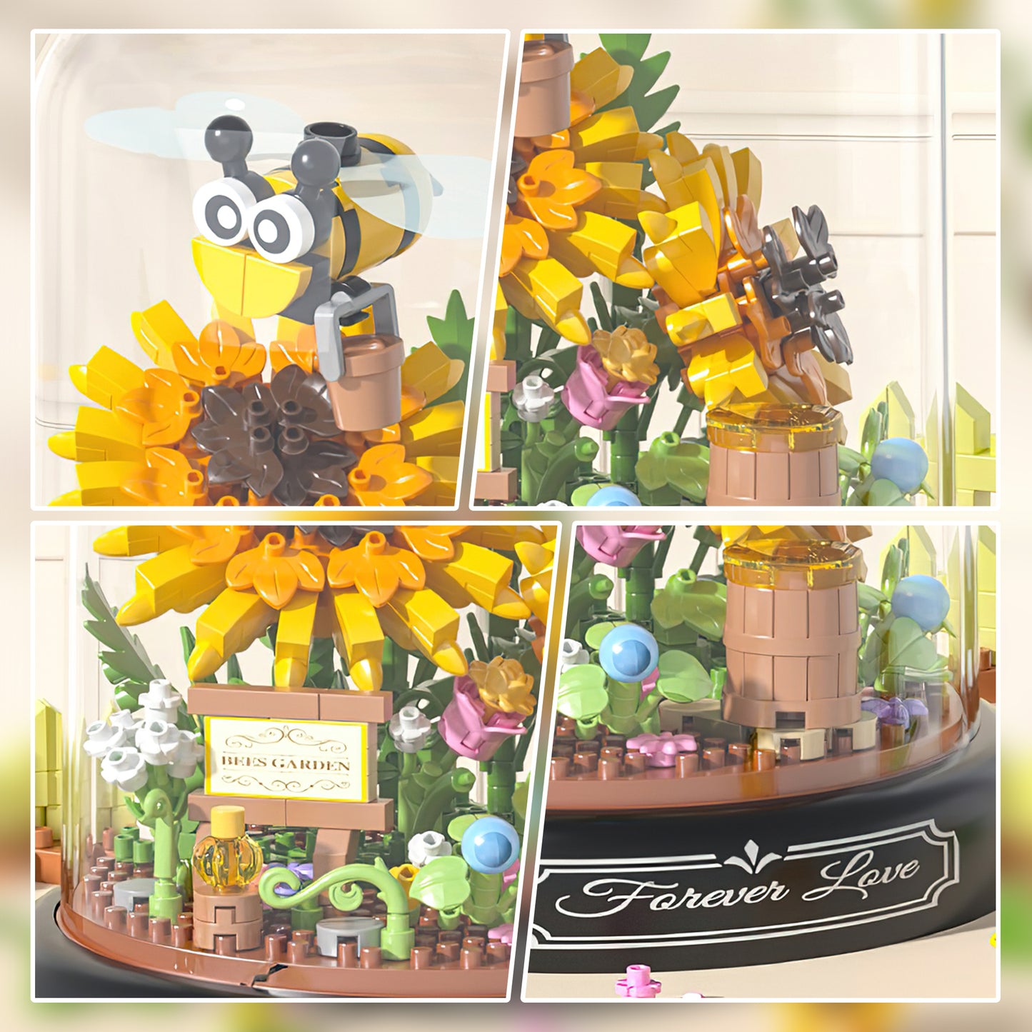 Sunflower Bee Bouquet Building Block Set