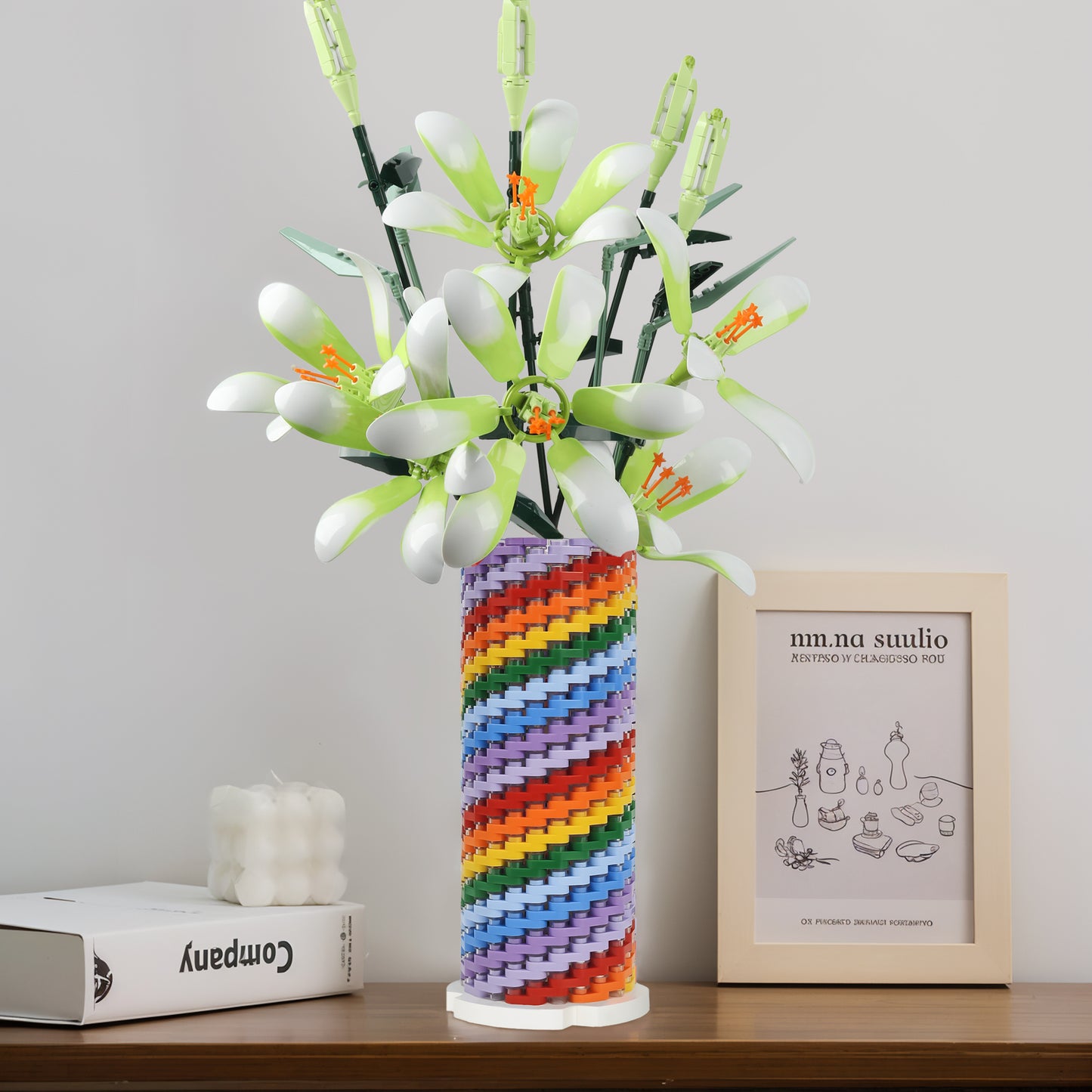 Colorful Flower Vase Building Block Set