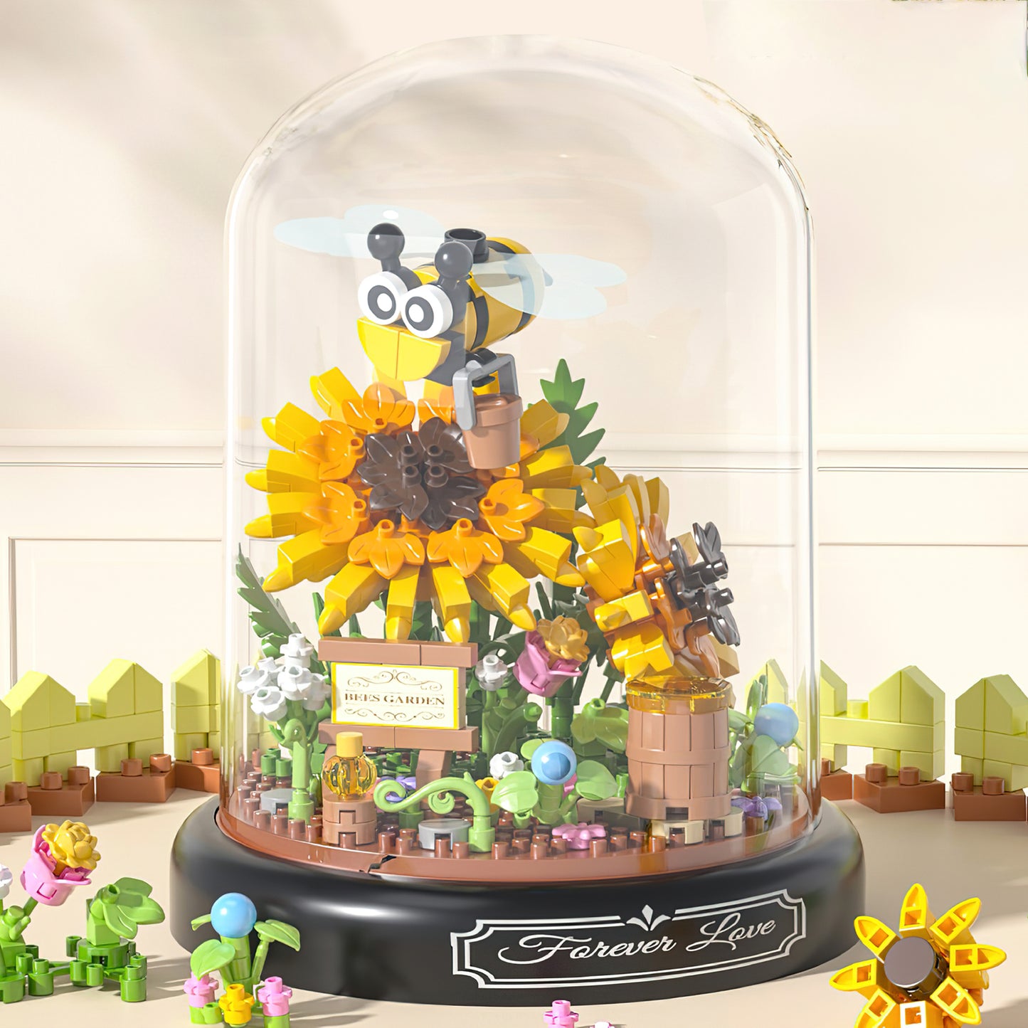 Sunflower Bee Bouquet Building Block Set