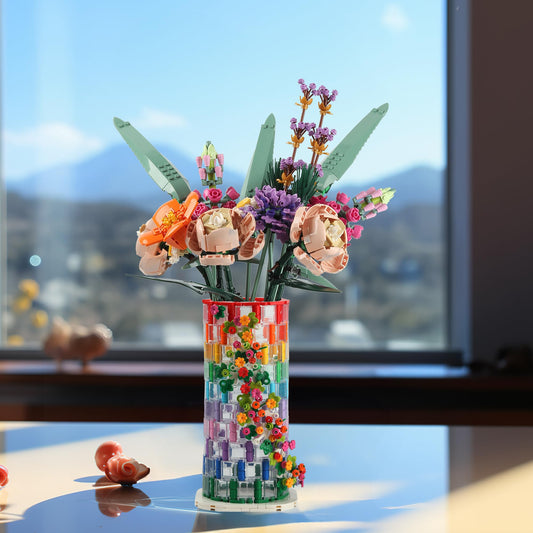 Transparent Flower Vase Building Block Set