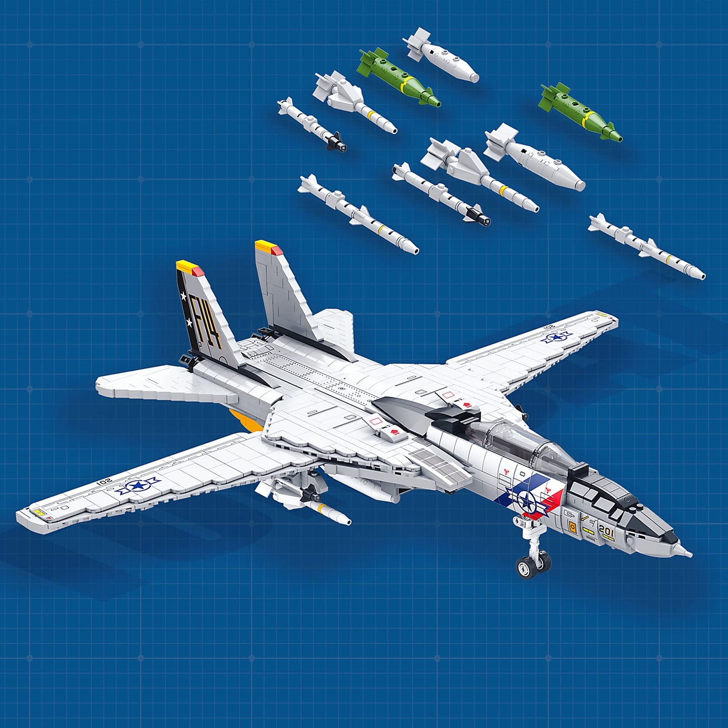 F-14 Jet Fighter Plane Tomcat Military Building Set