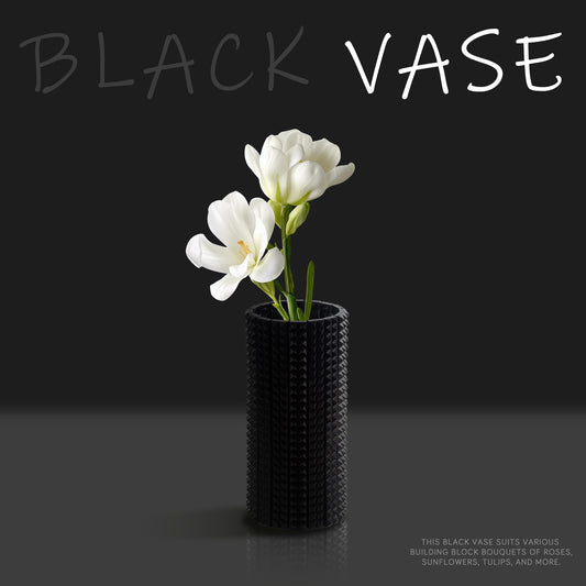 Black Flower Vase Building Block Set